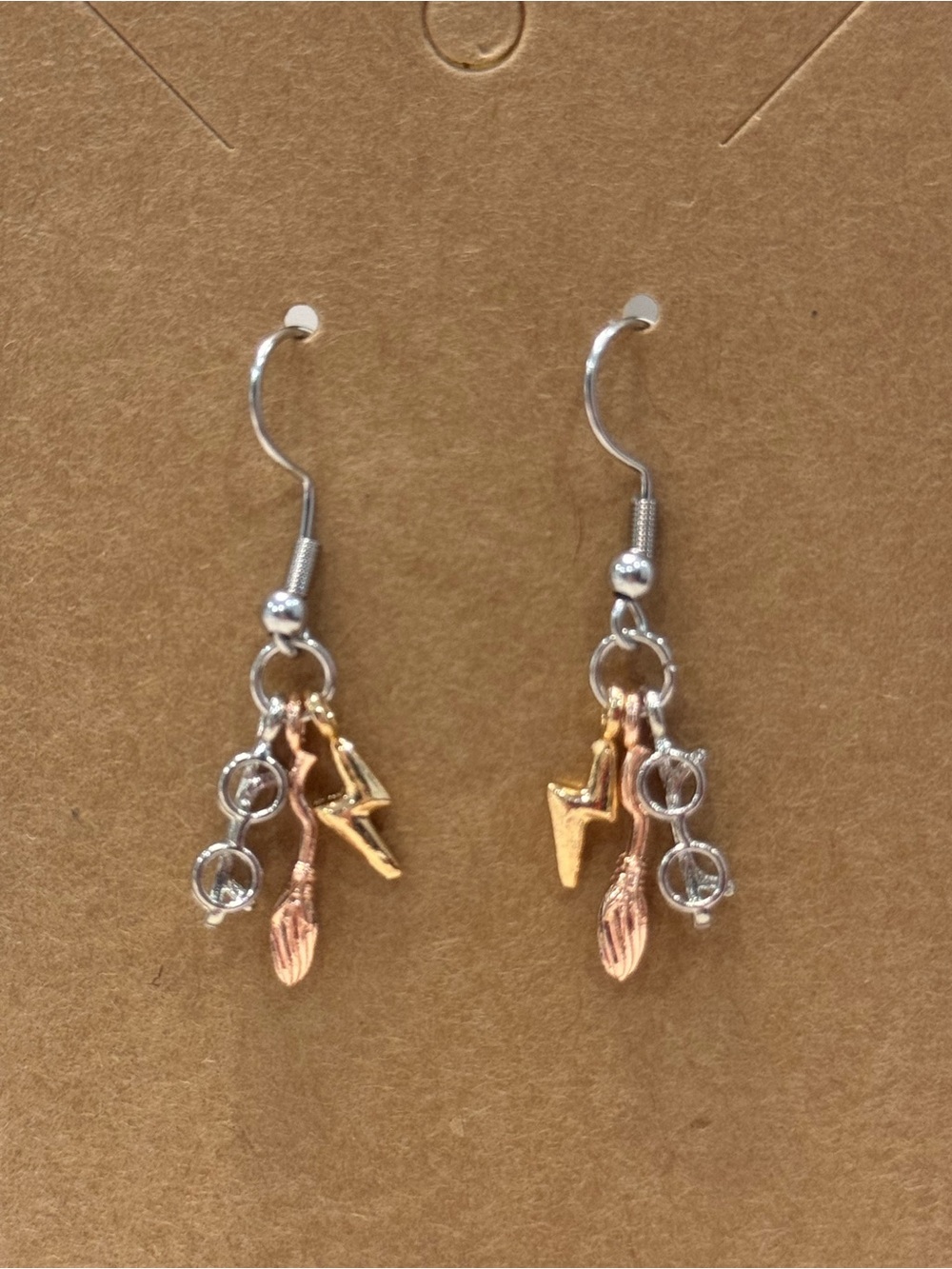 Harry Potter Themed Pendant Earrings - Lightning Scar, Glasses, Wand
